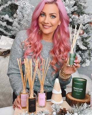 Image of The Beachwaver CEO in a holiday setting with the Beachwaver diffusers