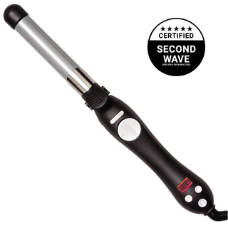 Image of black and gray Beachwaver S1 with black and white "five star certified second wave certified OpenBox tool" Badge