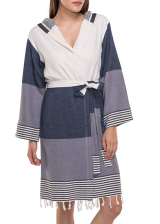 Turkish Cotton Hooded Bathrobe – Lightweight Multi-Color Robe