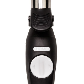 Up close image of the Beachwaver black us one showing off the left and right rotation arrows along with the "home" button.