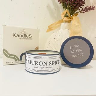 Saffron Spice Luxury Candle | Eco-Friendly Clean-Burning Wooden Wick Candle