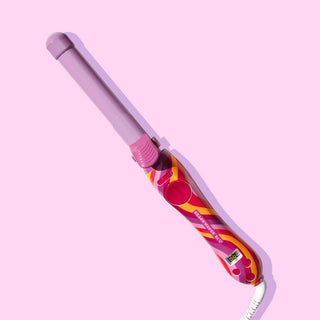 Image of purple and wavey, pink, orange, and red patterned Beachwaver S1. 