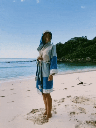Turkish Cotton Hooded Bathrobe – Lightweight Multi-Color Robe