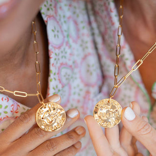 Beach Tag Charm Necklace – 18k Gold Plated