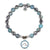 Blue Silver Agate Gemstone Bracelet with Serenity Wave Sterling Silver Charm