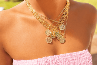 Mini Beach Tag Charm Necklace – 18k Gold Plated
