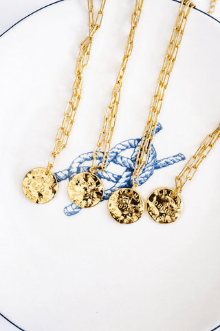 Mini Beach Tag Charm Necklace – 18k Gold Plated