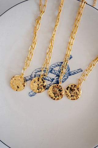 Mini Beach Tag Charm Necklace – 18k Gold Plated