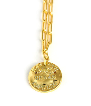 Mini Beach Tag Charm Necklace – 18k Gold Plated