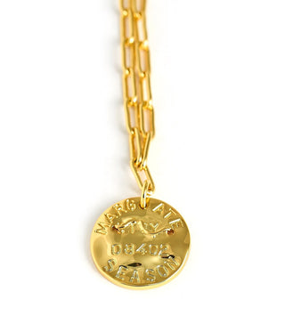 Mini Beach Tag Charm Necklace – 18k Gold Plated