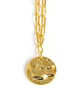 Mini Beach Tag Charm Necklace – 18k Gold Plated