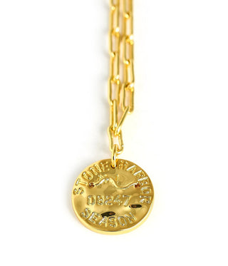 Mini Beach Tag Charm Necklace – 18k Gold Plated