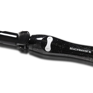 Close image of the black glitter Beachwaver B1's rotating buttons