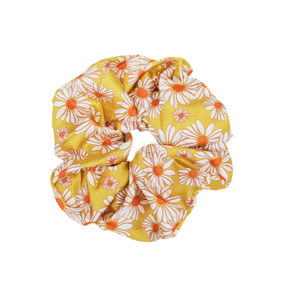 Image of Yellow Floral Daisy Scrunchie.
