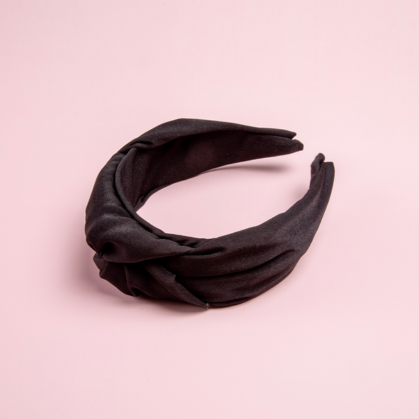 Image of Black Silk Knotted Headband.