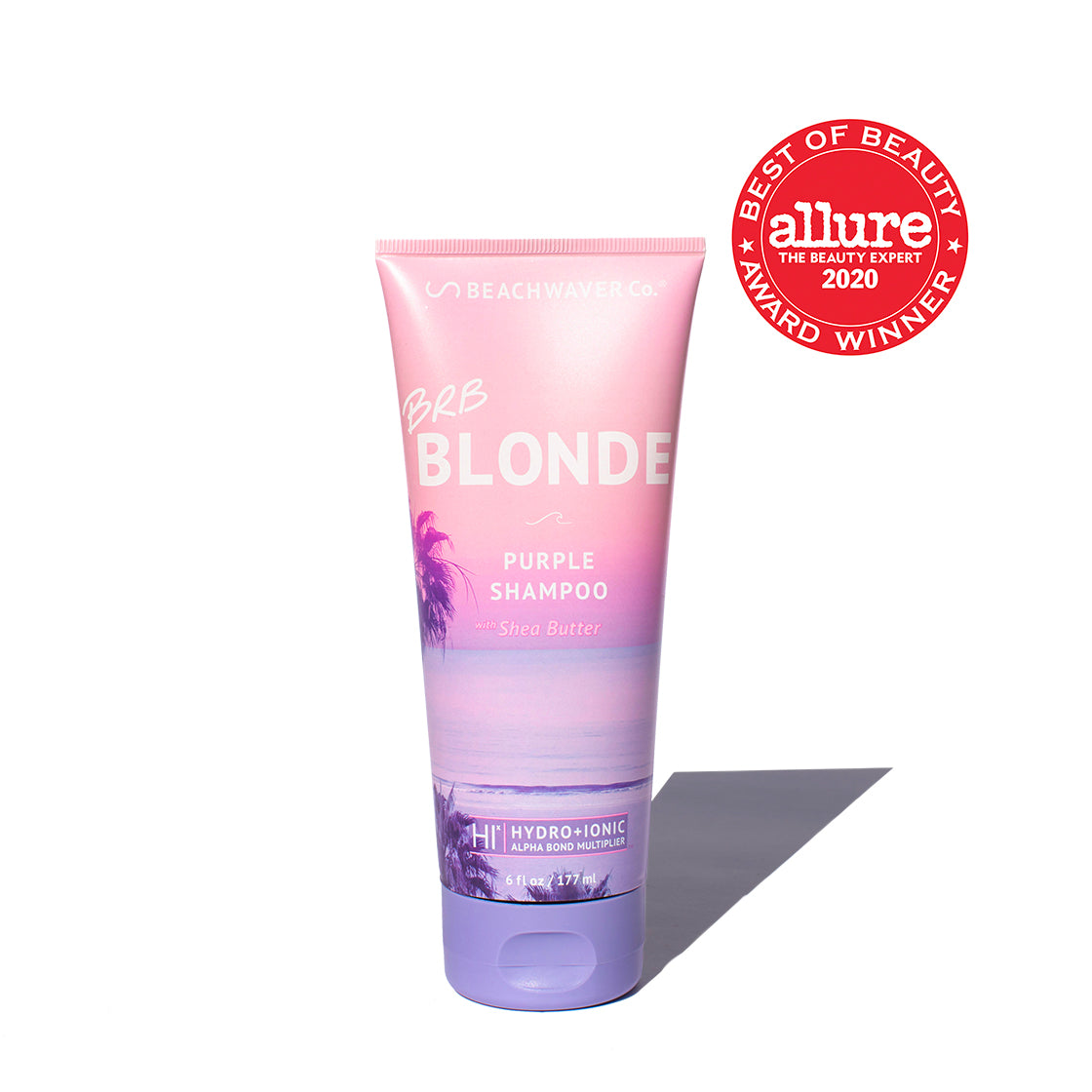 Photo of Beachwavers BRB Blonde Purple Shampoo with the "Allure Best of Beauty" stamp on it.
