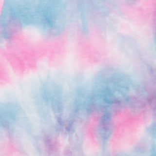 Up close image of pink and blue tie-dye pattern.