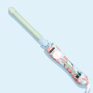 image of pale green and blue, with a pink floral pattern, Beachwaver S.75.