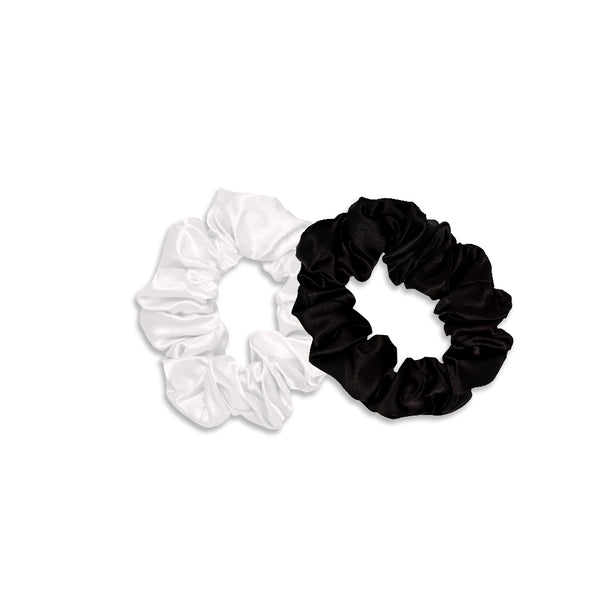Image of Black and White Scrunchies on white background.